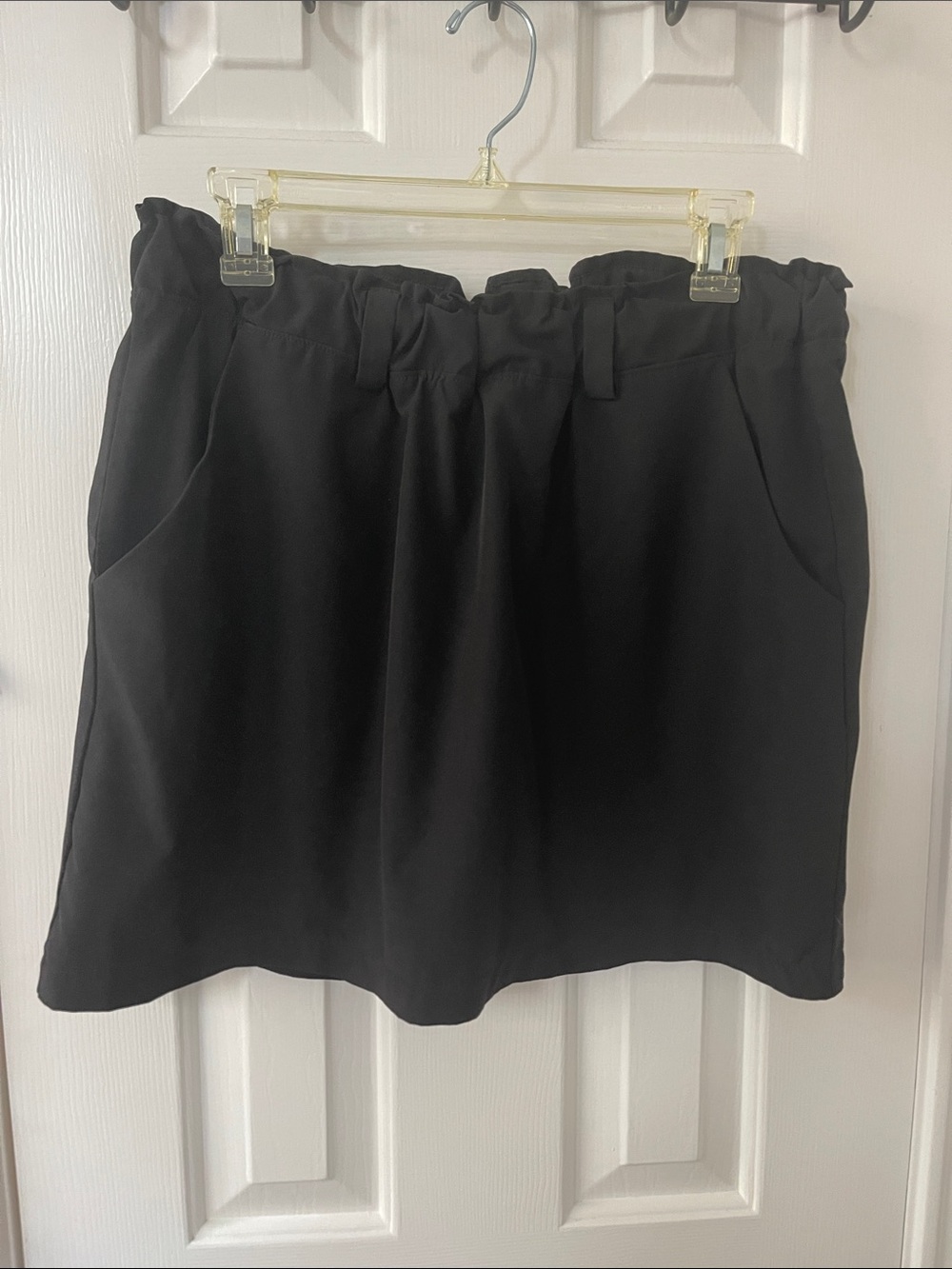 Classic Paperbag Waist Black Skort